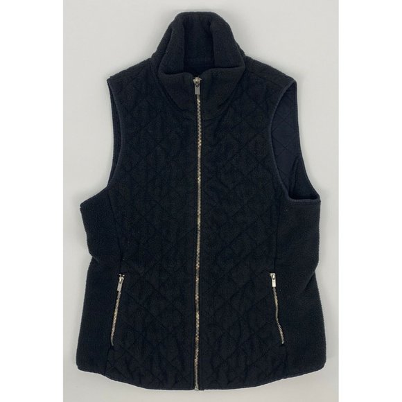 Women's Abercrombie‎ & Fitch Soft Shell Fleece Quilted Zip Up Vest Black S - Picture 1 of 8